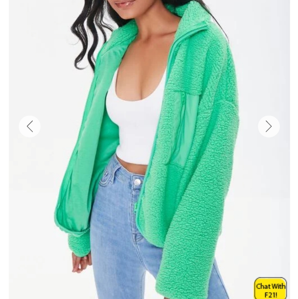 Forever 21 Green Teddy Jacket
